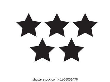 Black flat icon of five stars. Vector illustration.