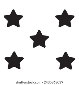 Black flat icon of five stars. Vector illustration, eps10