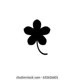 Black flat icon of forget-me-not flower. Isolated on white. Vector illustration. Eco style. Nature symbol.