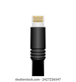 Black flat LAN cable _ Illustration on the back.