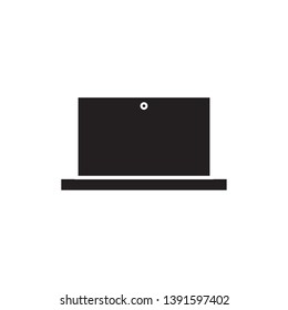 black flat laptop icon, vector, eps 10