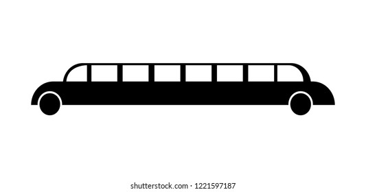 Black flat limousine icon, isolated on white background