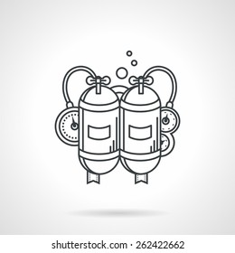 Black flat line design icon for scuba double aqualung on white background.