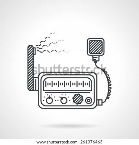 Black flat line design icon for VHF transceiver on white background