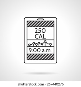 Black flat line icon for mobile app to count calories on white background.