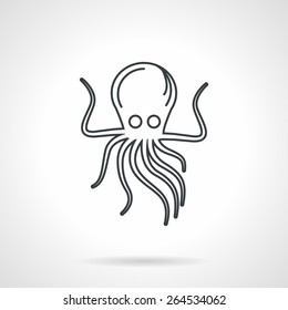 Black flat line icon for octopus on white background. Sea life creatures.