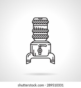Black flat line style vector icon for electrical purified water jug on white background.