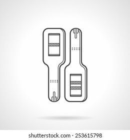 Black flat line vector icon for positive and negative pregnancy tests for obstetrics and gynecology on white background.