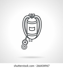 Black flat line vector icon for diving aqualung on white background.