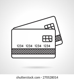 Black flat line vector icon for credit or payment cards on white background.