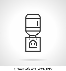 Black Flat Line Vector Icon For Water Cooler And Dispenser On White Background.