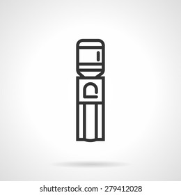 Black Flat Line Vector Icon For Simple Office Water Cooler On White Background.