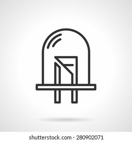 Black flat line vector icon for diode or LED on white background.