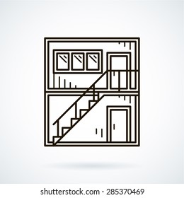 Black flat line vector icon office container on white background.