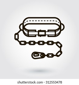 Black flat line vector icon with a picture of  belt mounting on white background.