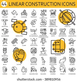 Black flat line vector set icon with a picture of a symbol construction equipment build tool