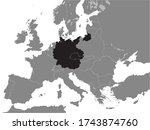 Black Flat Map of German Reich (year March 1939) inside Gray Map of Europe