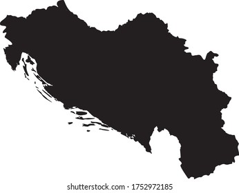 Black Flat Map Of Socialist Federal Republic Of Yugoslavia (year 1945-1992)