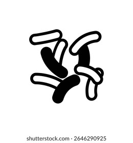 Black flat microorganism icon for science use