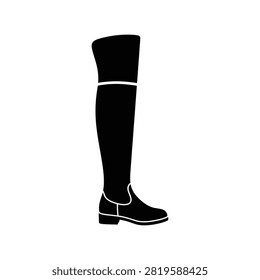 A black flat over the knee boot representing a classic stylish piece of women footwear fashion
