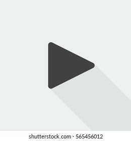 Black flat Play icon with long shadow on white background
