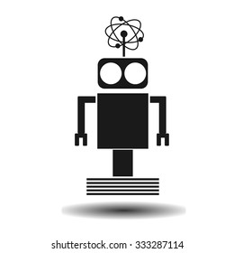 black flat robot vector flat icon on a light background. Simple color illustration. Schematic picture.