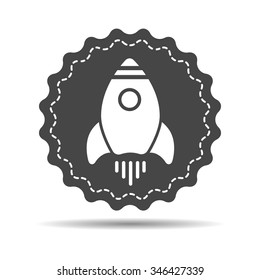Black flat rocket icon - vector illustration