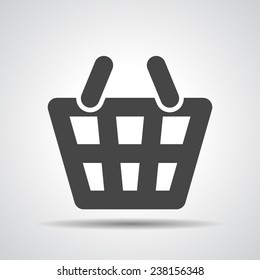 black flat shopping basket pictogram on a grey background 
