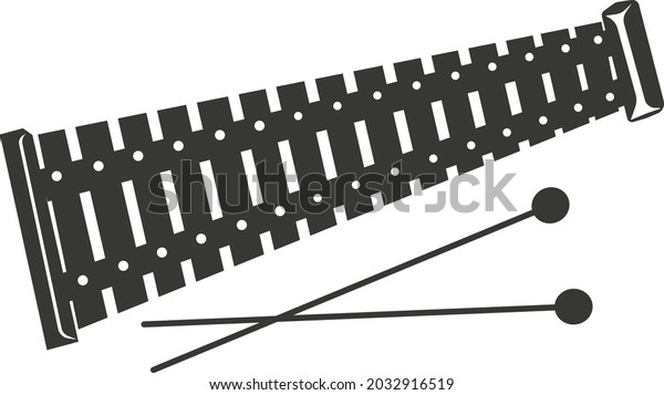 Black Flat Silhouette Xylophone Sticks Vector Stock Vector (royalty 