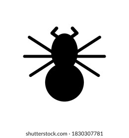 Black flat Spider on white background. Helloween theme