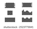 black flat style brick vector collection