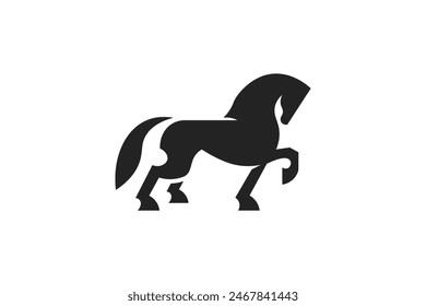 Vector de silueta de caballo de estilo plano negro