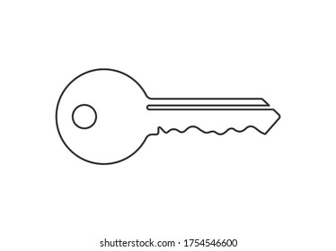 Black flat style Key icon shape silhouette. Safe access protection logo symbol sign. Vector illustration. Isolated on white background.