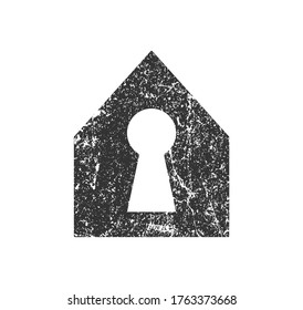 Black flat style Keyhole and house icon shape silhouette. Safe access protection logo symbol sign. Vector illustration. Isolated on white background. Real estate.