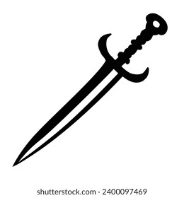 Black flat sword silhouette vector