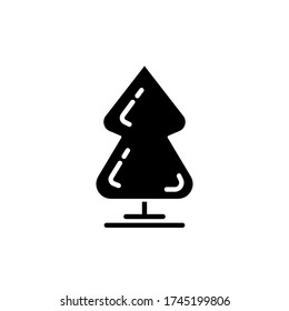 Black flat tree icon isolated on white background. Minimal modern style. Vector illustration.