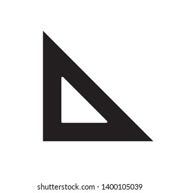 black flat triangle ruler symbol sign icon, vector, eps 10