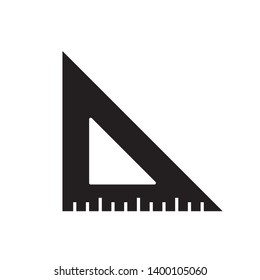 black flat triangle ruler symbol sign icon, vector, eps 10
