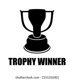 black flat trophy winner vector illustration, isolated on white