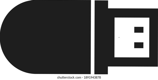 Black Flat USB Flash Drive Conceptual Icon