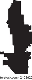 Black flat vector administrative map of the city of PHOENIX, ARIZONA with no border lines