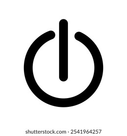 Black flat vector icon of an electronic device onoff button, for websites and graphic resources.