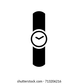 Black flat watch vector icon isolated; simple graphic watch sign; EPS 10