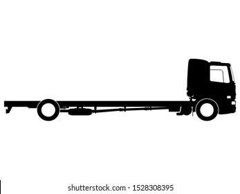 Black Flatbed Medium Truck Drawing