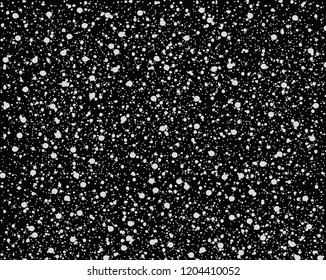 Black flecked stone texture. Vector flecked stone pattern.  White dot splash on black background. Abstract black and white dots  pattern.  Paint splash pattern 