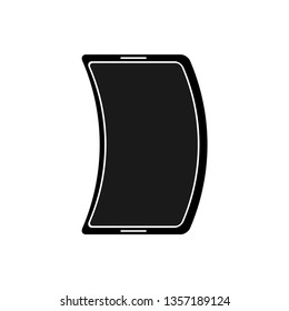 Black flexible phone. Vector drawing. Isolated object on white background. Isolate.