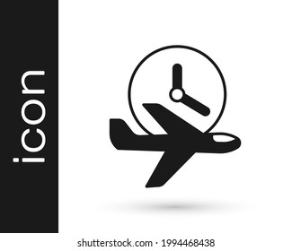 Black Flight time icon isolated on white background.  Vector