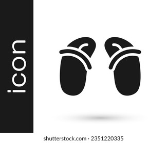 Black Flip flops icon isolated on white background. Beach slippers sign.  Vector