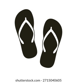 Ilustração de vetor de flip flops preto. Gráfico de calçado de verão. Design plano simples para conceitos de praia, férias e relaxamento.