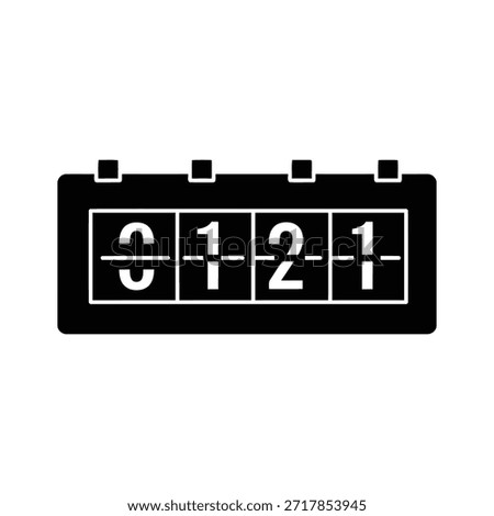 Black flip scoreboard with numbers 0 1 2 1 digits retro